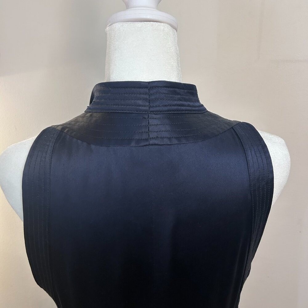 100% Silk Navy Blue Wrap V-Neck Midi Dress Proenza Schouler for Target 8 - Picture 8 of 14